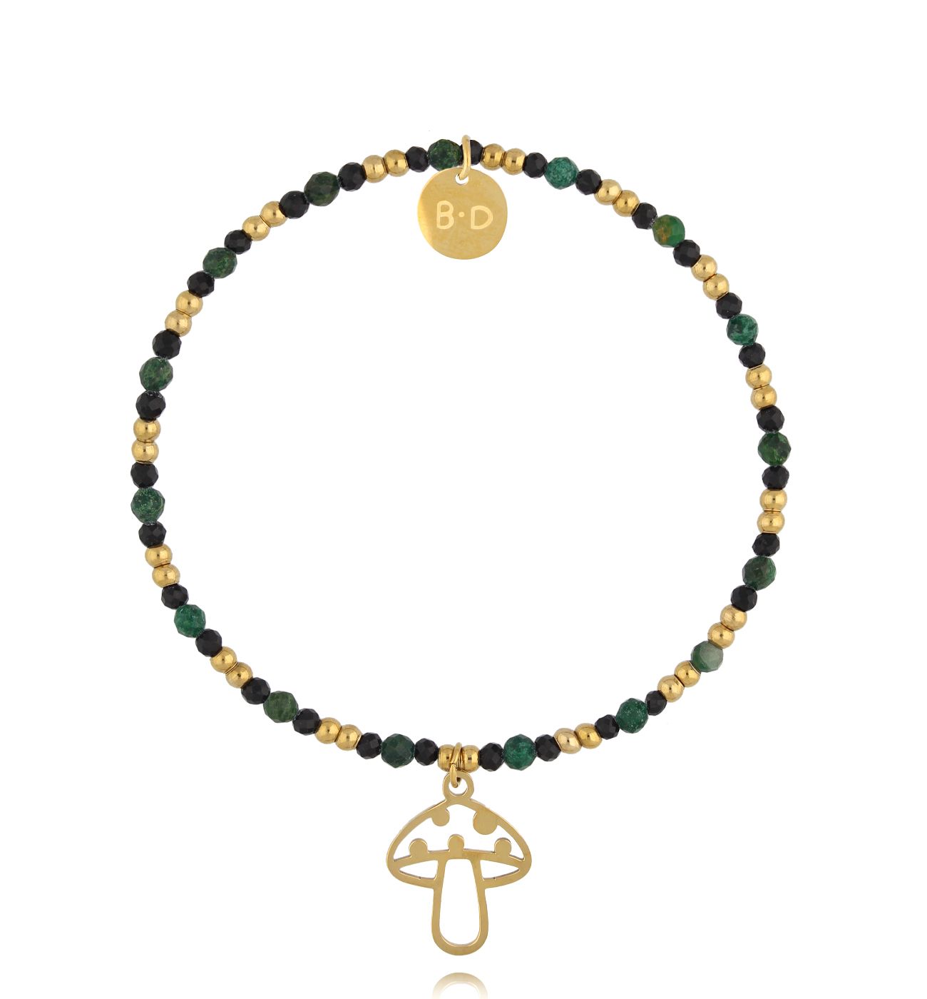 Bransoletka zielona z grzybkiem BTW3219