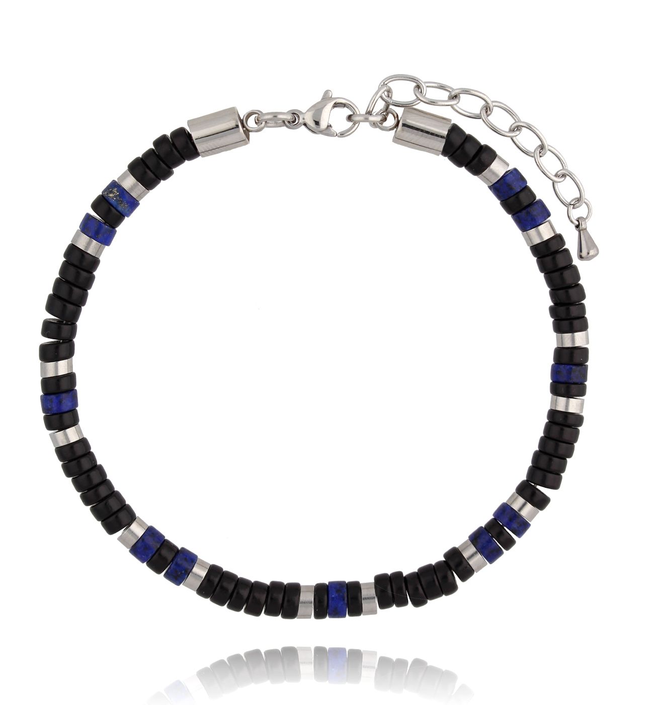 Bransoletka ze stali szlachetnej i kamieni naturalnych Thursday BMITC0315