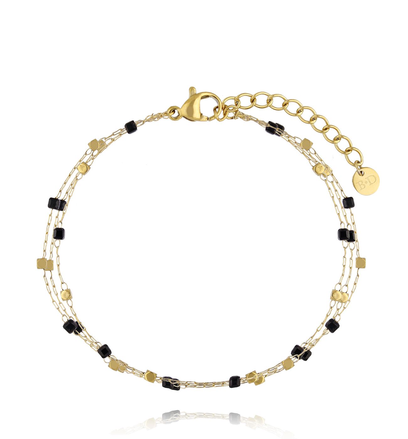 Bransoletka z czarnymi agatami Peruvian BPA0491