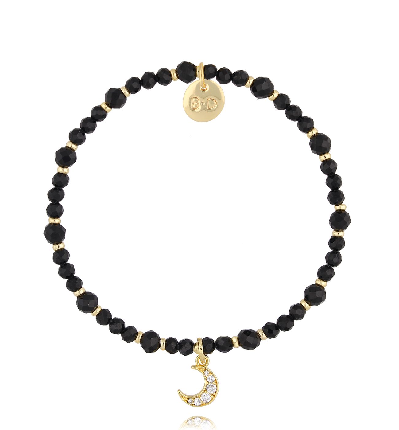 Bransoletka z czarnymi turmalinami i księżycem BTW3143