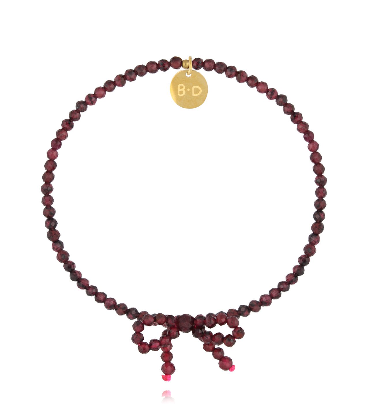 Bransoletka z granatami i kokardką BSY0170