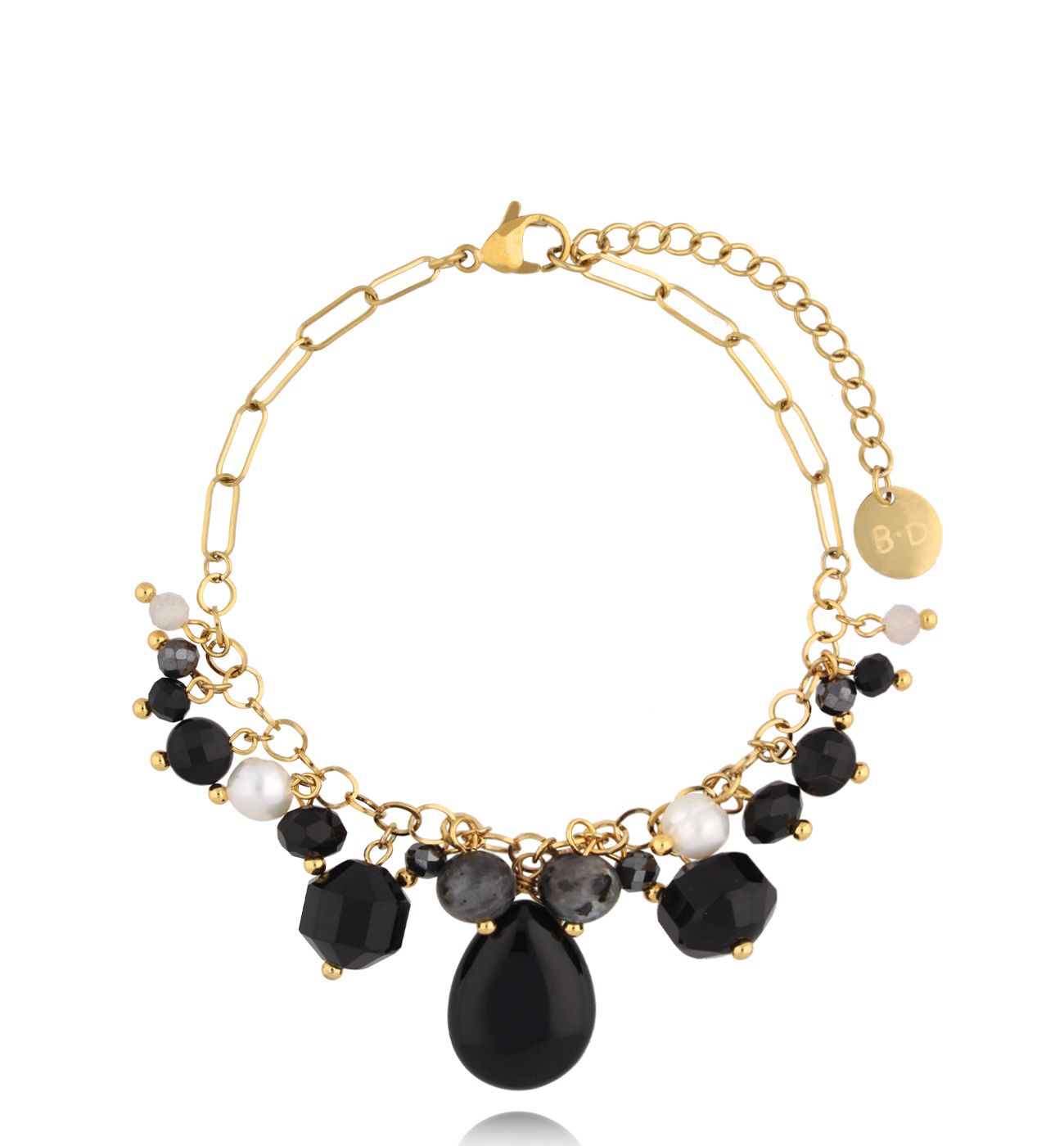 Bransoletka z kamieniami czarna Island Elegance BPA0453