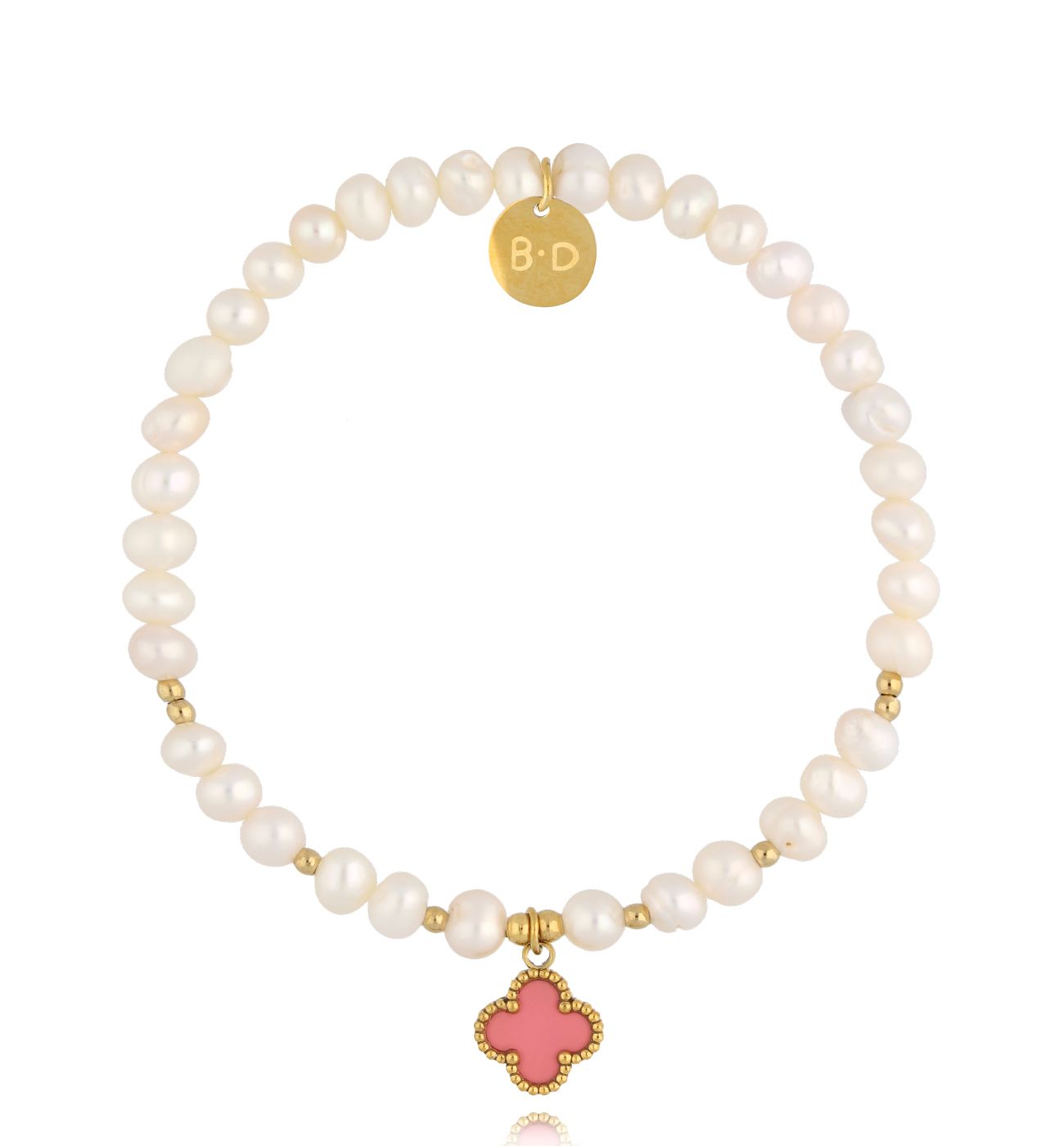Bransoletka z perłami i koniczynką BPE0116