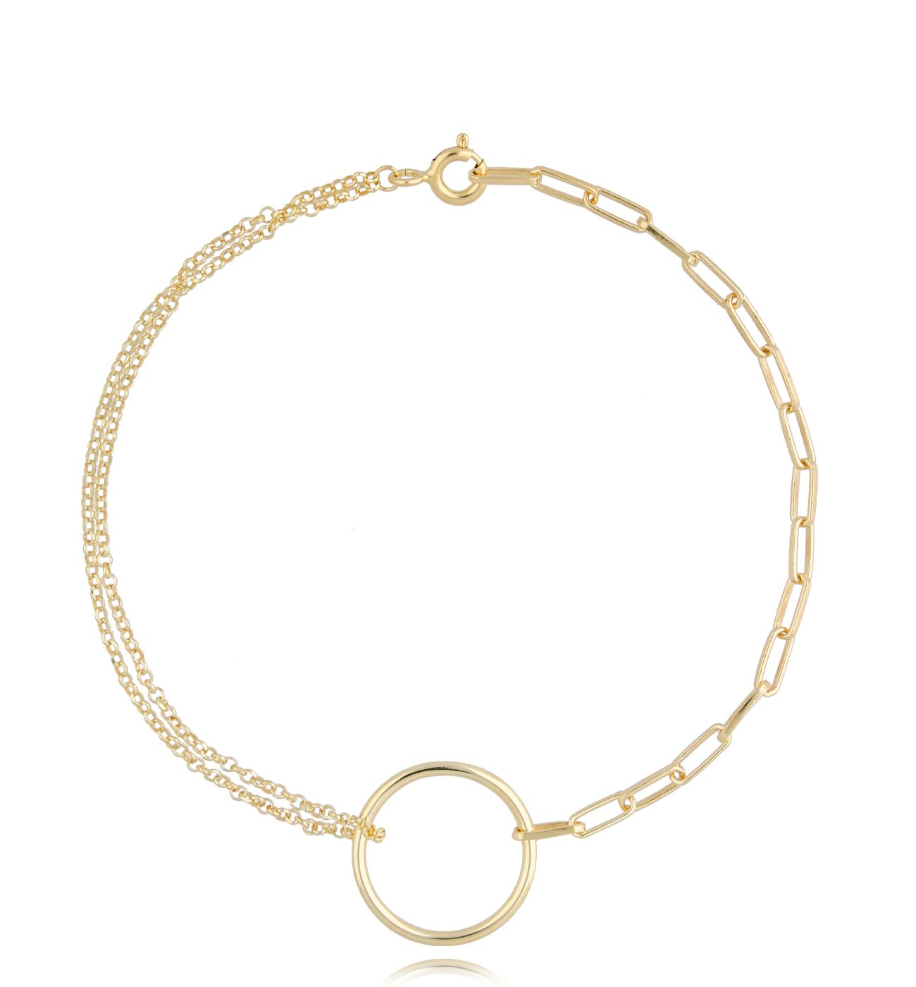 Bransoletka złota z łańcuszkiem i kółkiem Amália - By Dziubeka