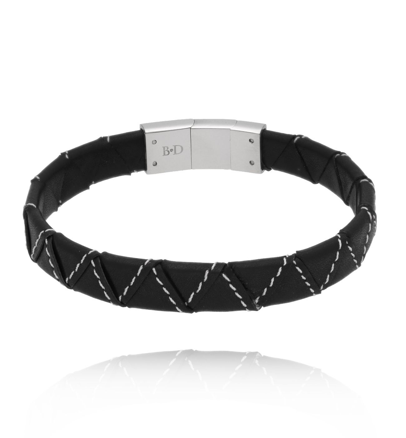 Bransoletka męska czarna skórzana BMITC0968