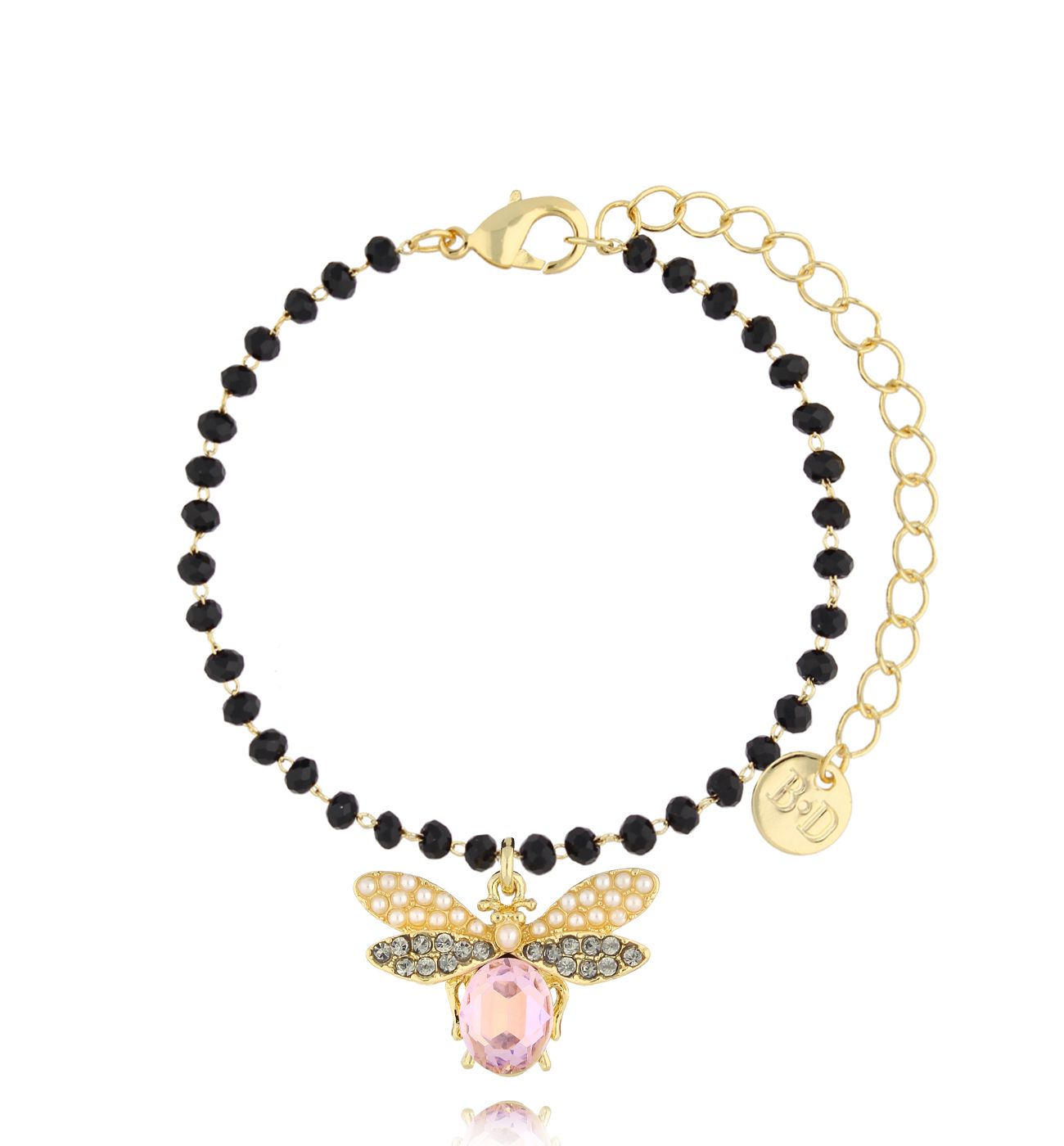 Bransoletka z różowy owadem z kryształkami Revival BMI0160
