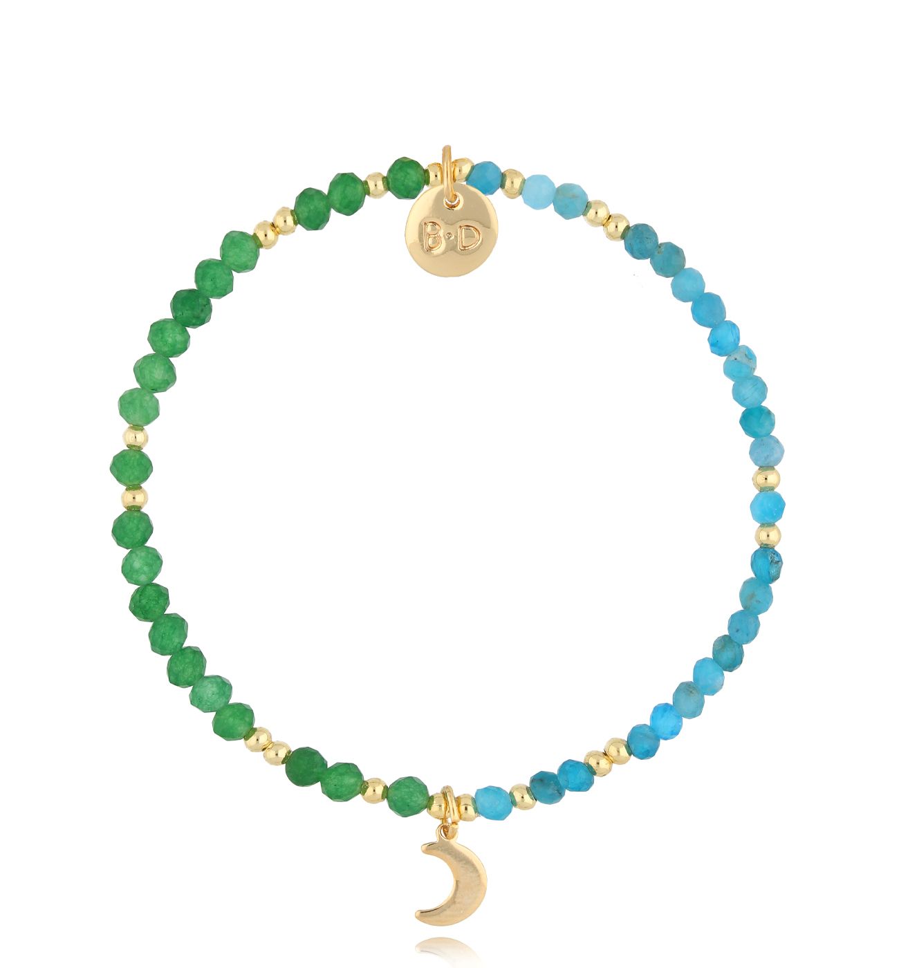 Bransoletka z apatytami i księżycem Green Moon - By Dziubeka