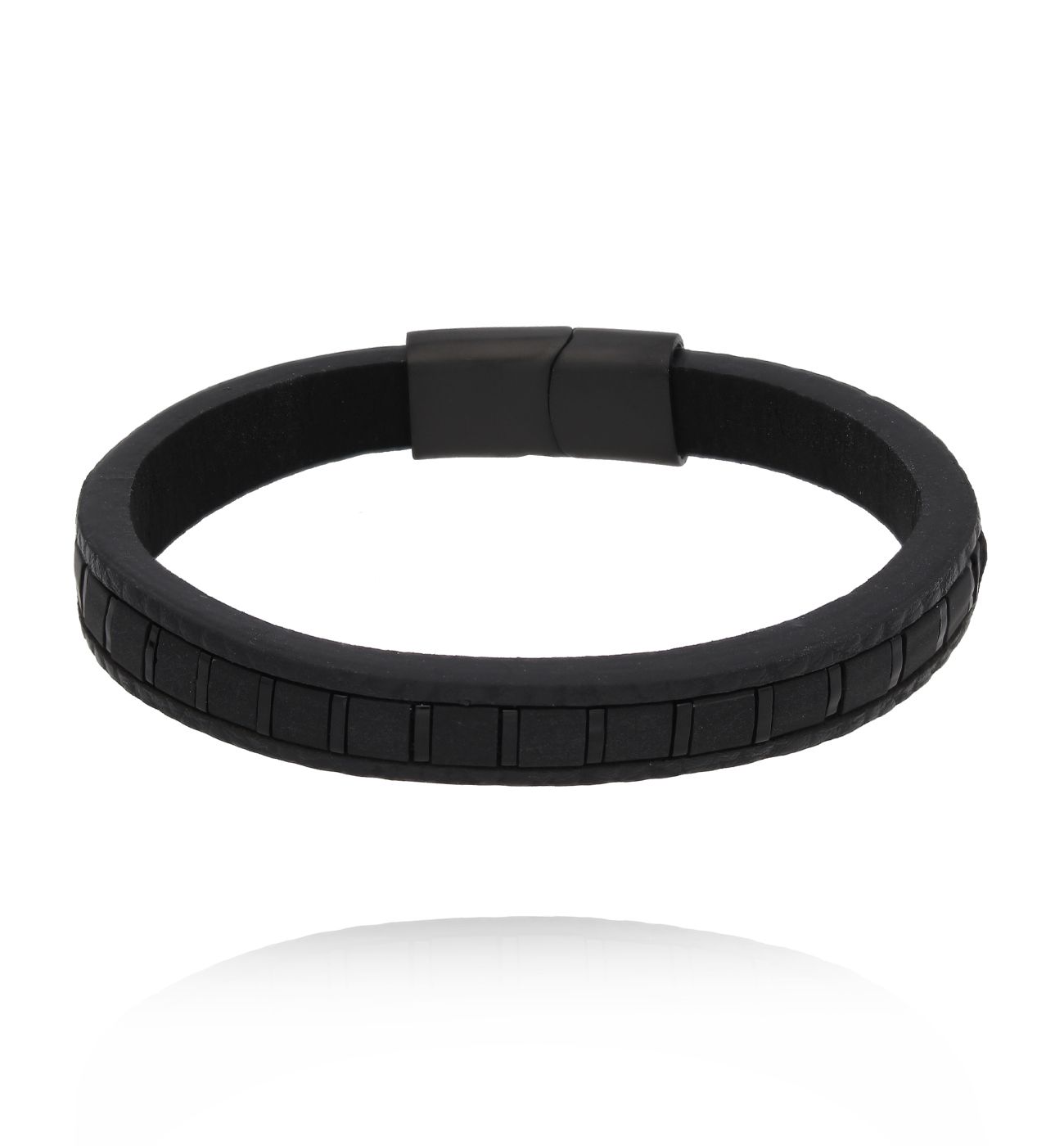 Bransoletka męska skórzana czarna BMITC0926