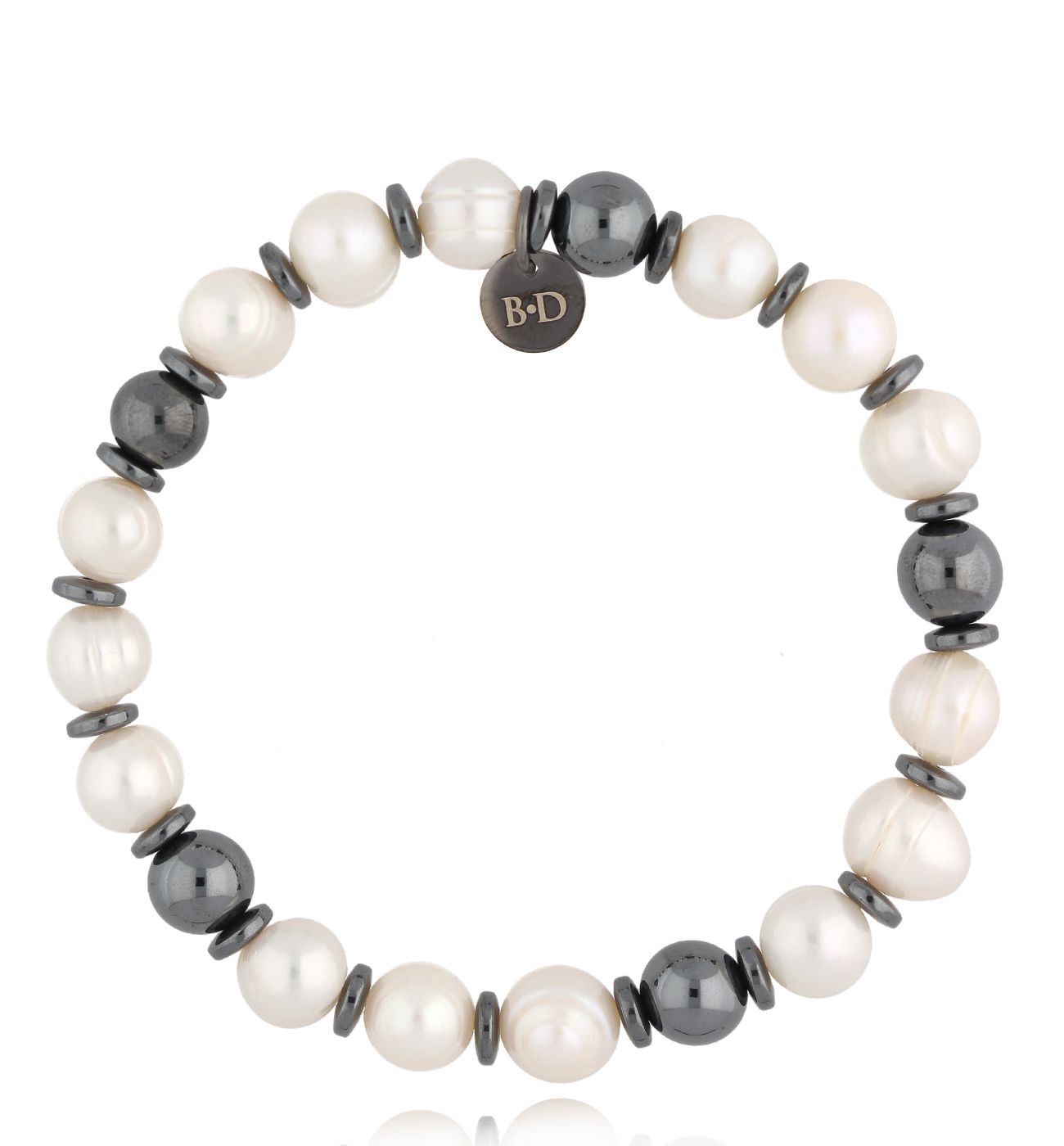 Bransoletka z perłami i hematytami Granger 26 - By Dziubeka