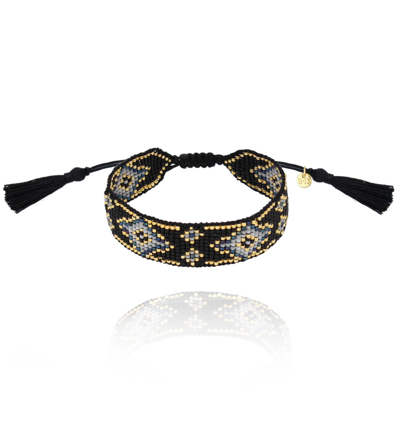 Bransoletka czarno złota Intrecciato BSC1835