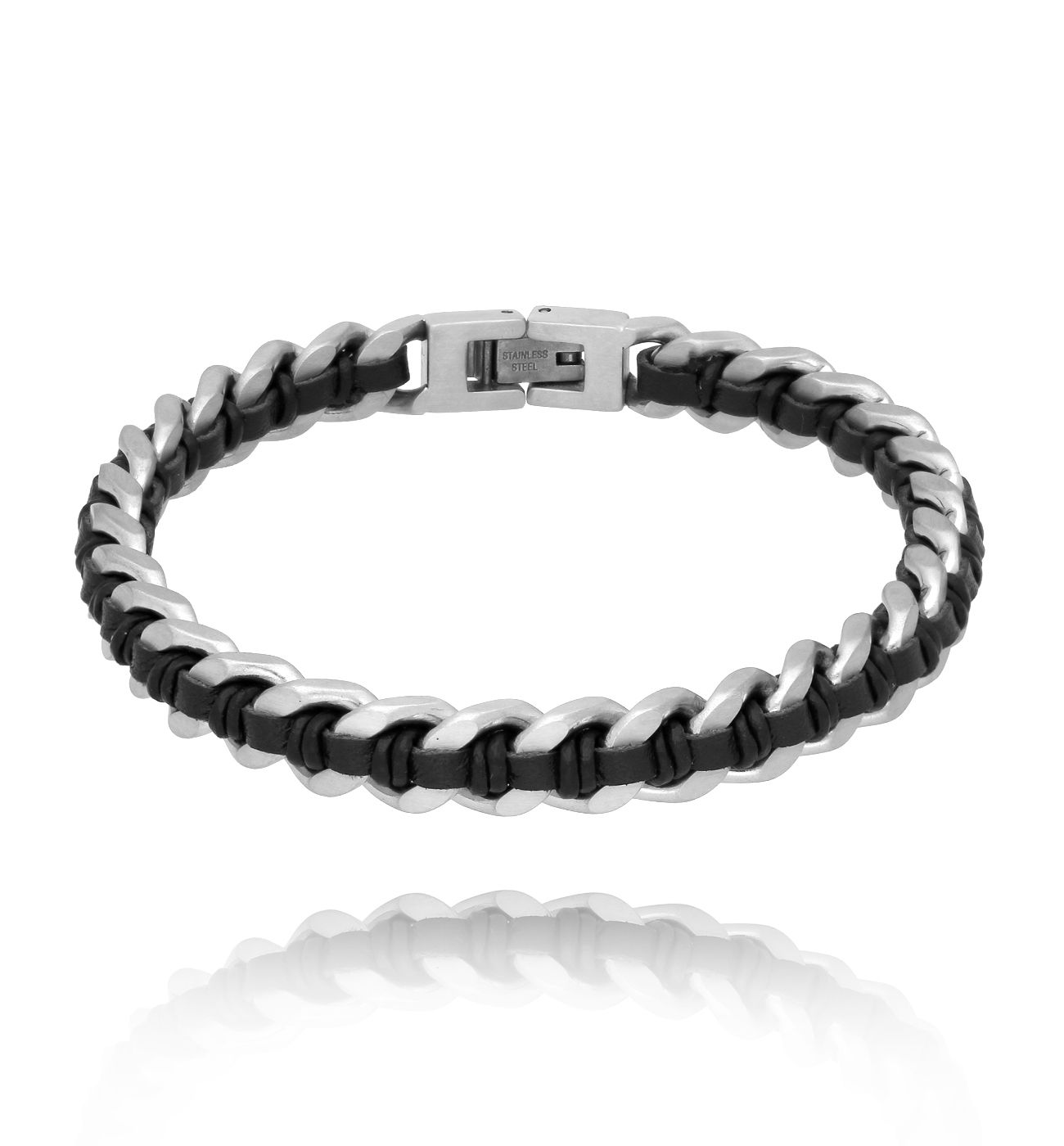 Bransoletka męska czarna z łańcuchem Otis 98 - By Dziubeka