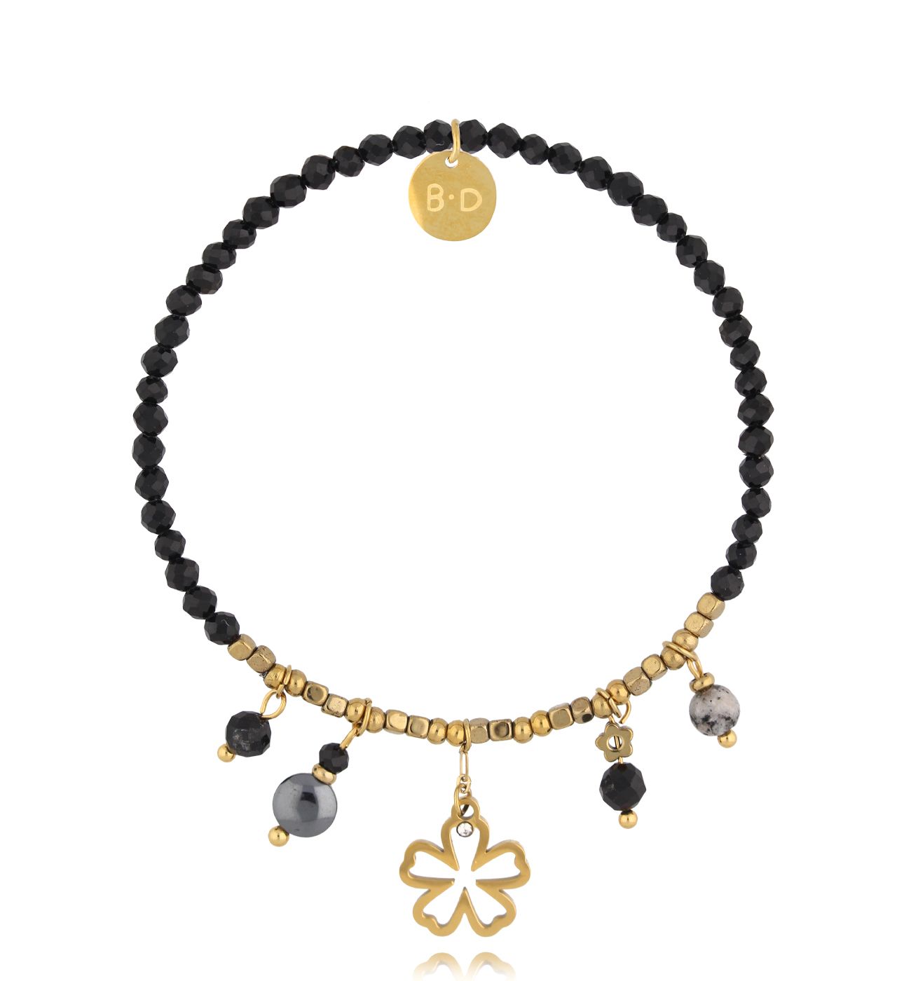 Bransoletka z turmalinami i kwiatkiem BTW2957