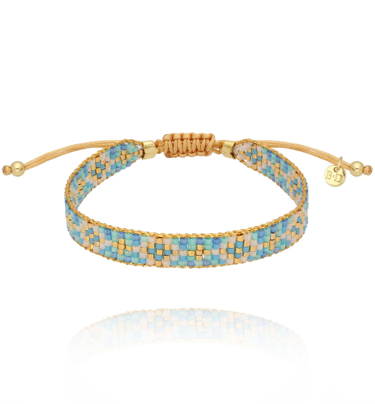 Bransoletka pleciona ze sznurkiem turkusowa BSC2129