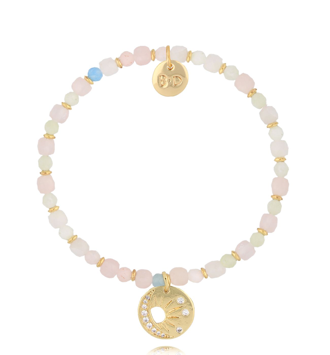 Bransoletka z morganitami i złotą zawieszką BTW2802