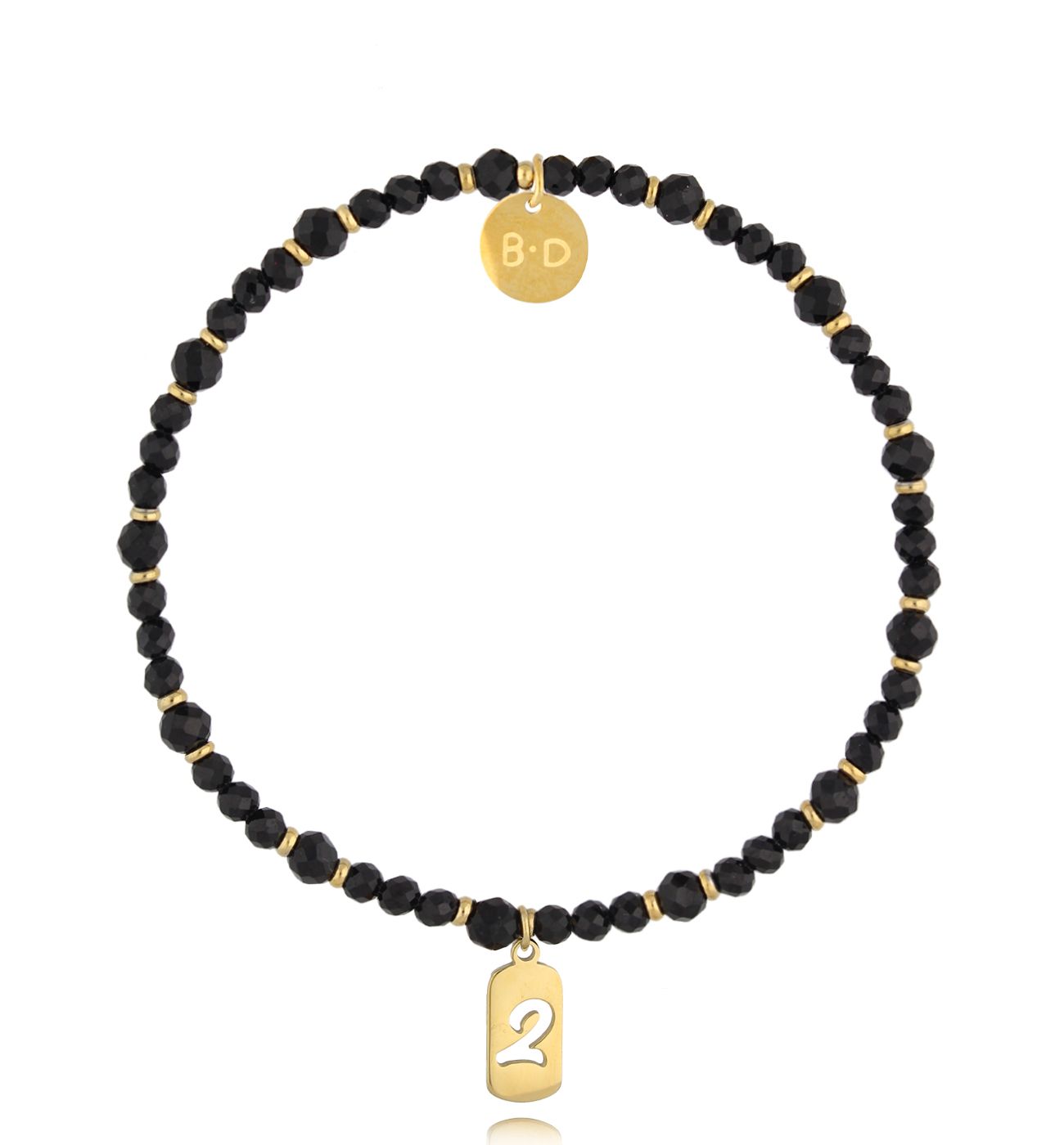 Bransoletka z agatami i cyfrą 2 złota BTW2987