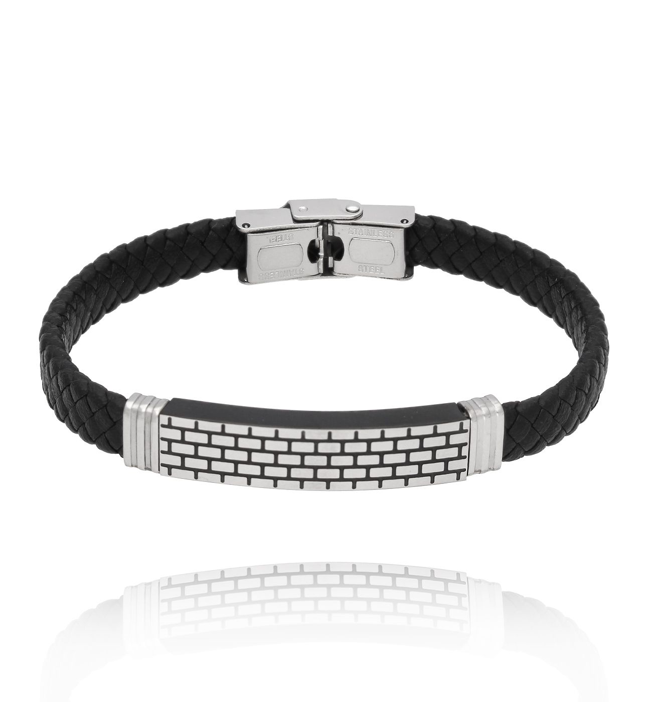 Bransoletka męska skórzana srebrna 14 - By Dziubeka