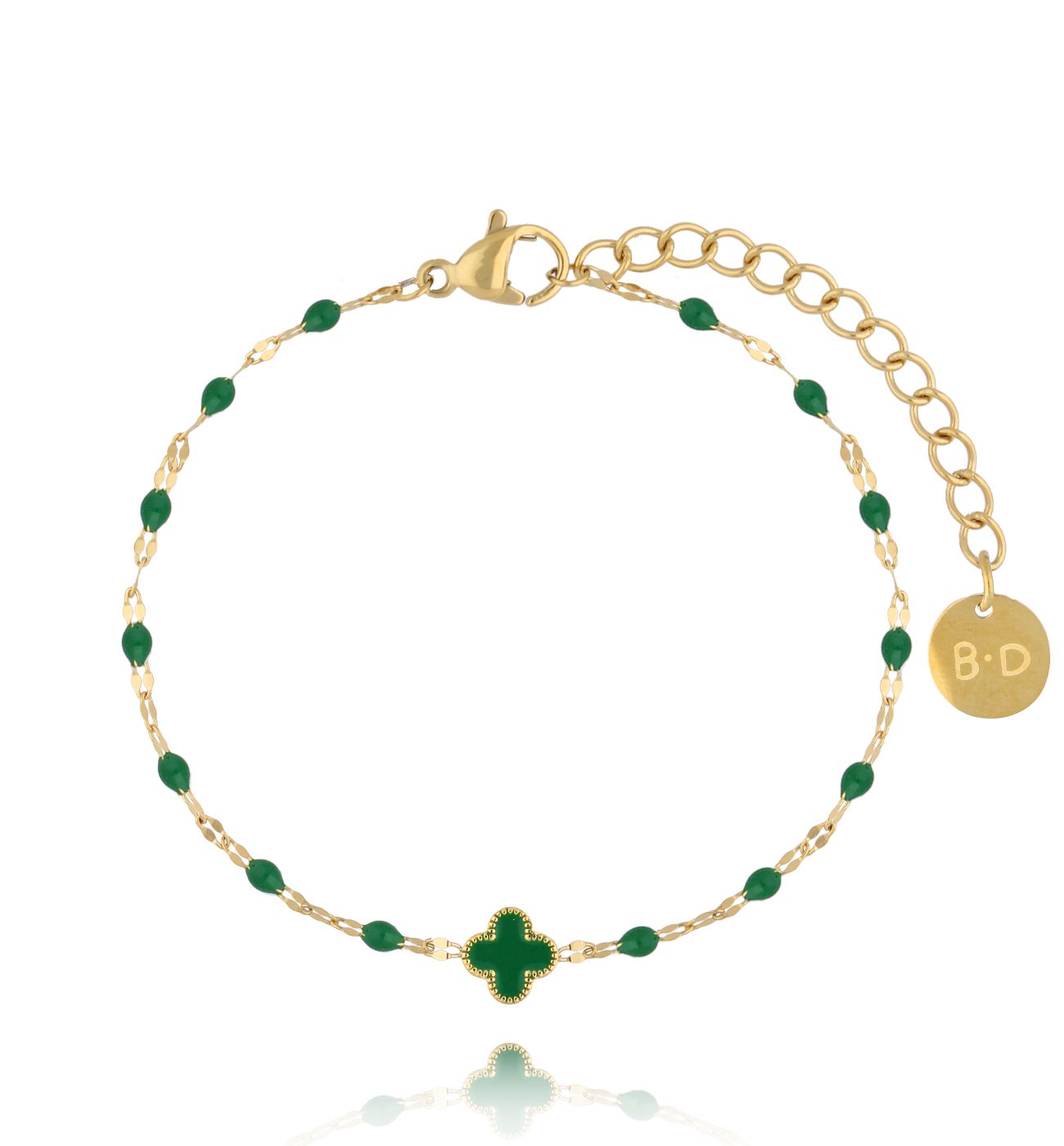 Bransoletka zielona z koniczynką Pequeño Trébol BSY0044