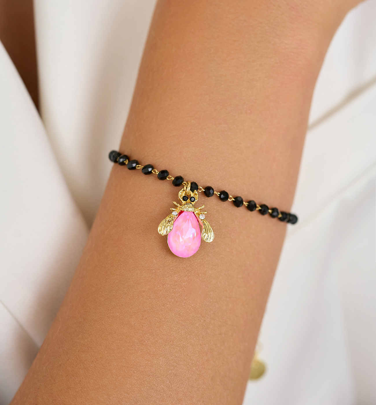 Bransoletka z różowym owadem Midnight BMI0188