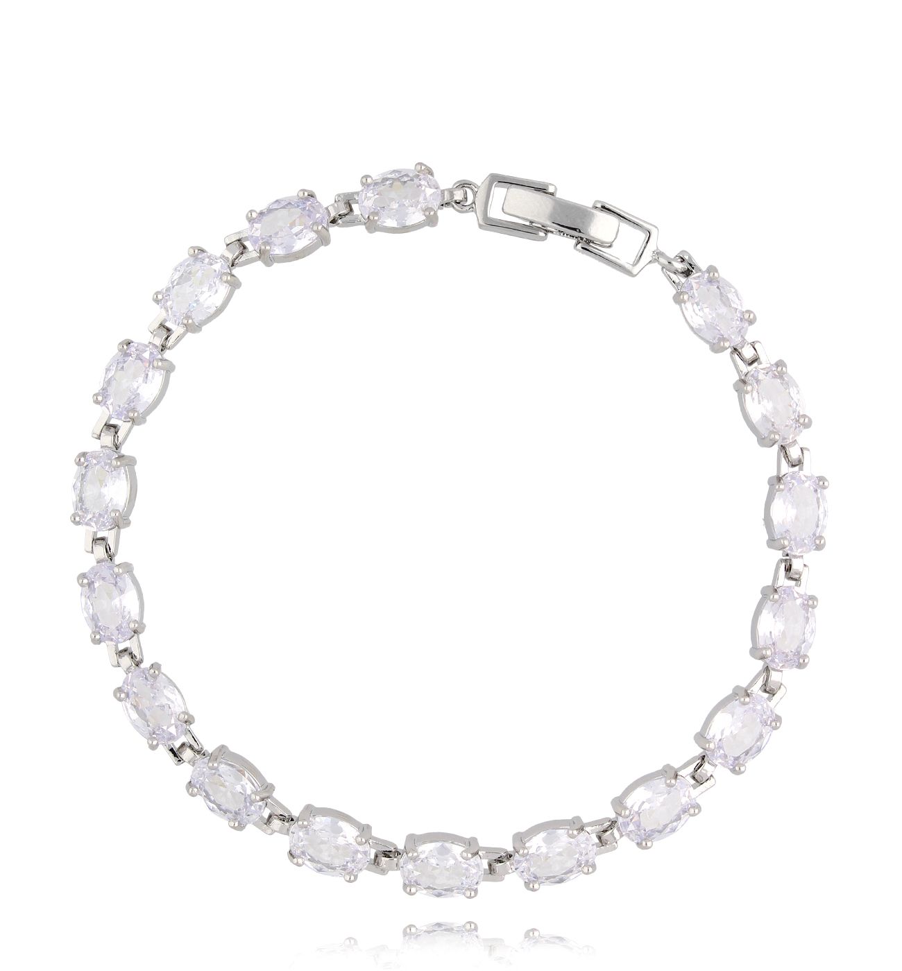 Bransoletka tenisowa srebrna z transparentnymi kryształkami Fairy BSS0169 - By Dziubeka