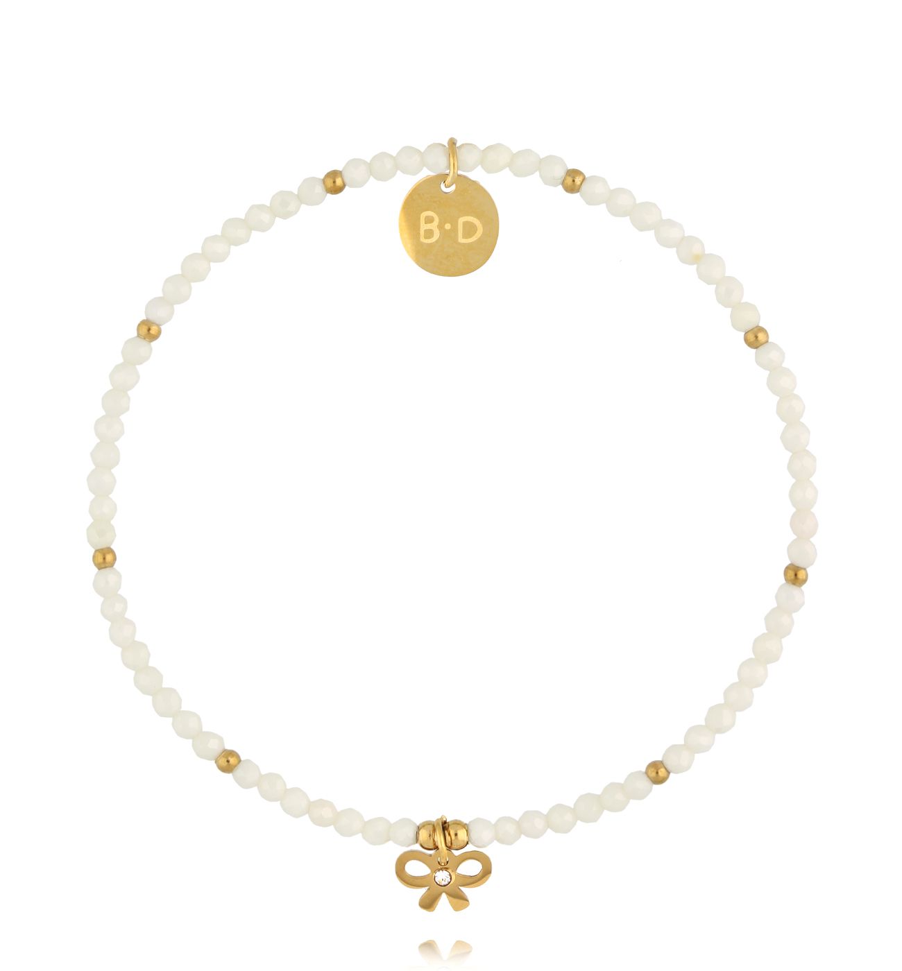 Bransoletka z cyrkoniami i kokardką - By Dziubeka