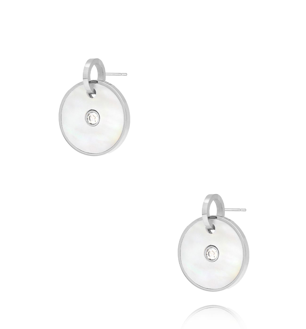 Kolczyki z dyskiem z masą perłową srebrne Refined Radiance KSA1797