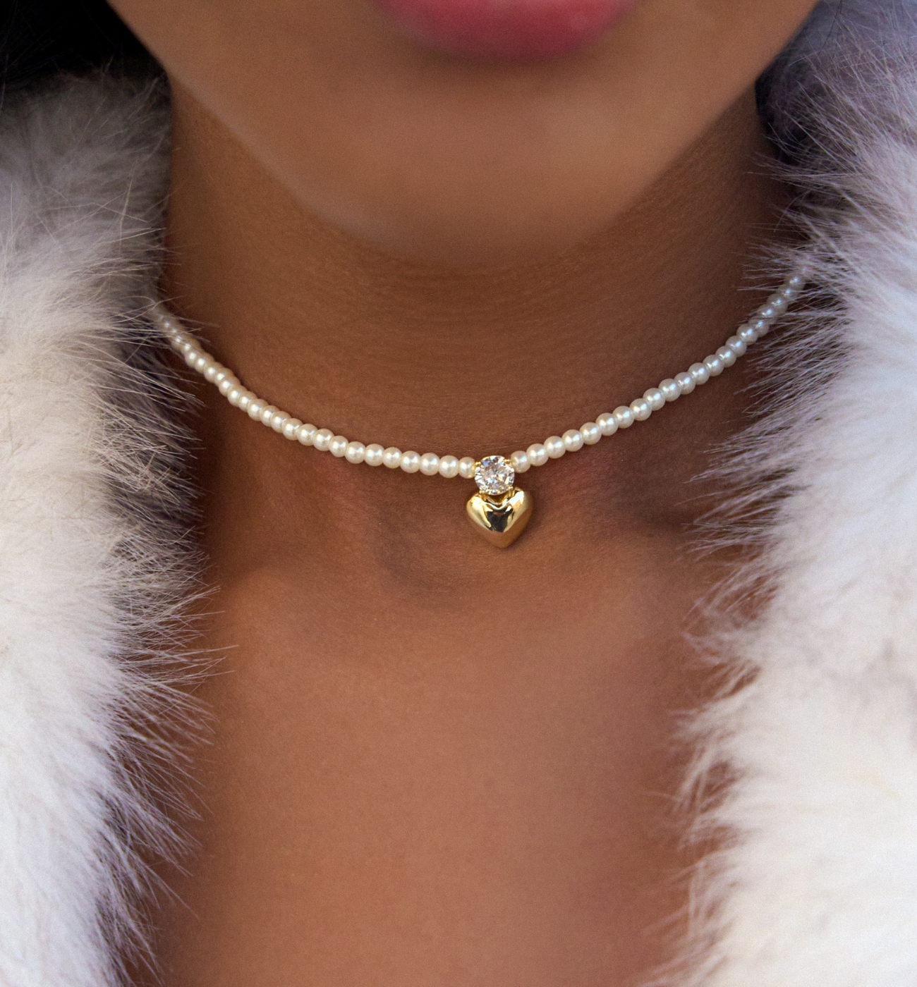 Naszyjnik z perłami i i sercem Aurora Mist - By Dziubeka