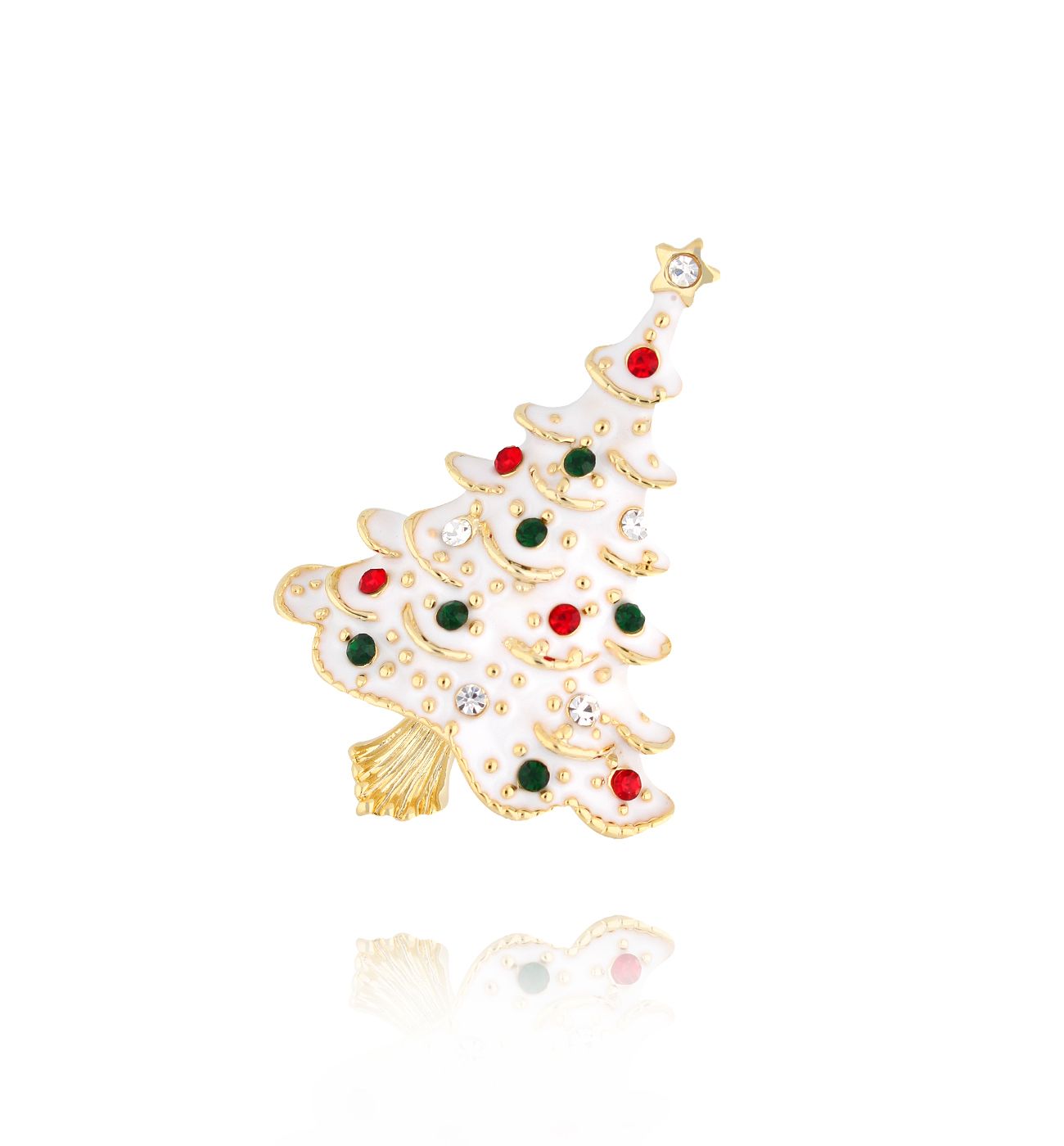 Broszka z choinką świąteczna złota BRSS0252 - By Dziubeka