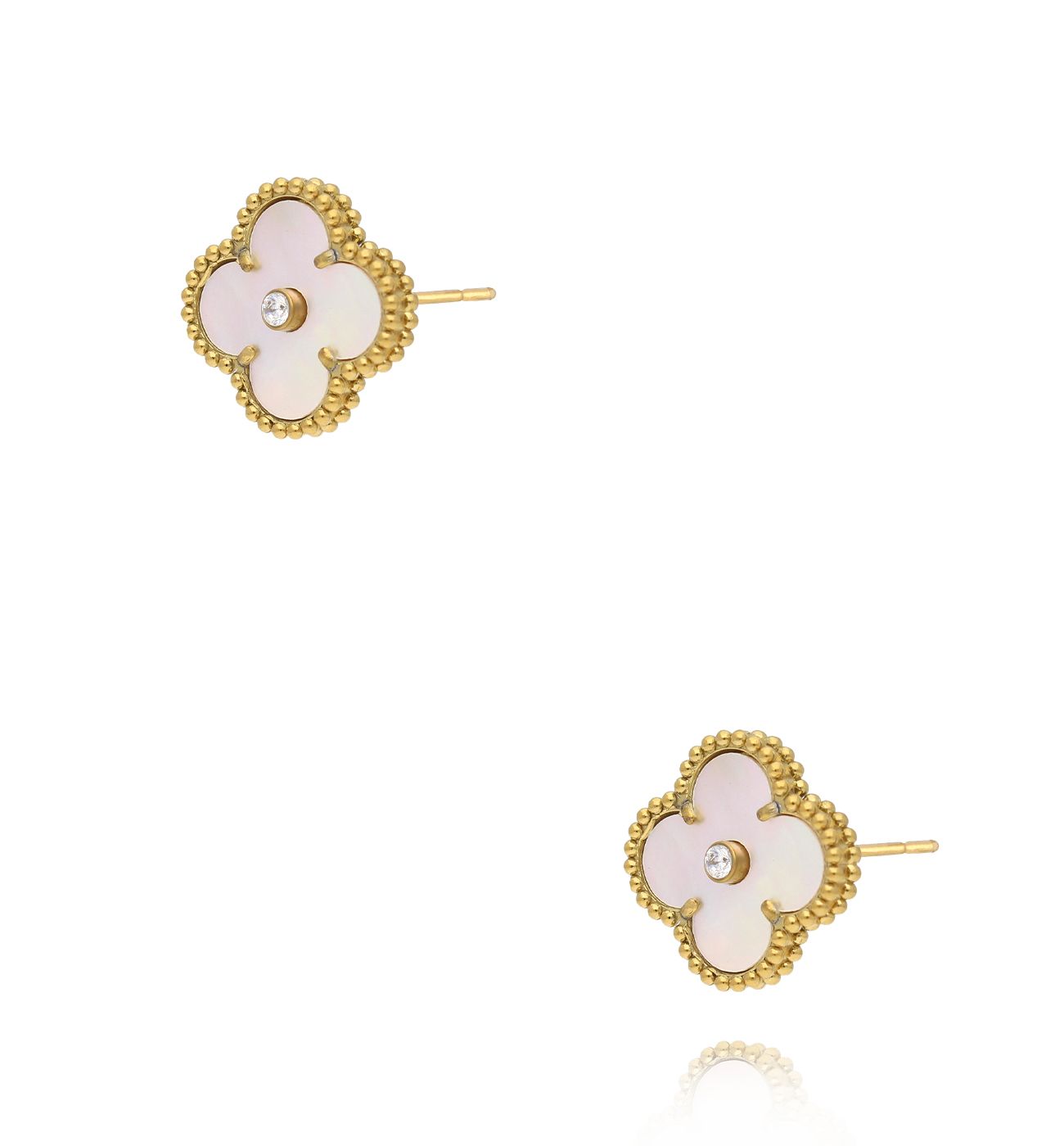 Kolczyki z białymi koniczynkami KSY0310 - By Dziubeka