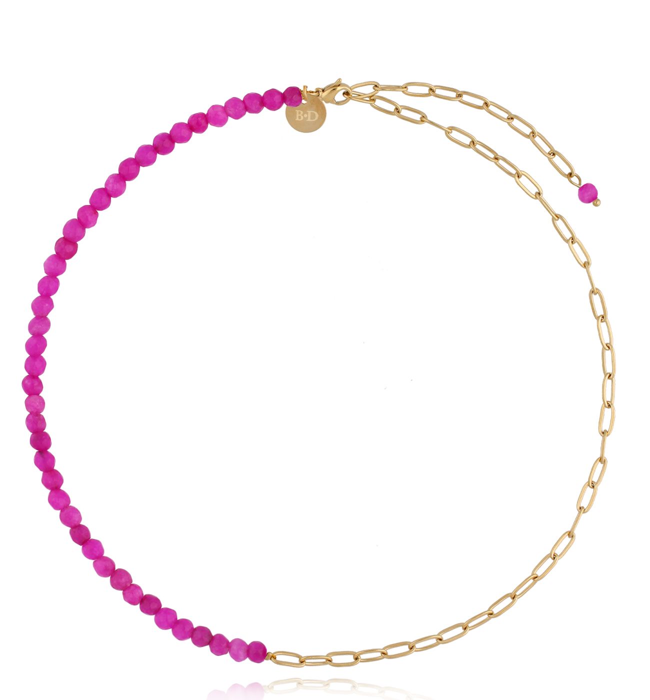 Naszyjnik fuksjowy z łańcuchem Moderno - By Dziubeka