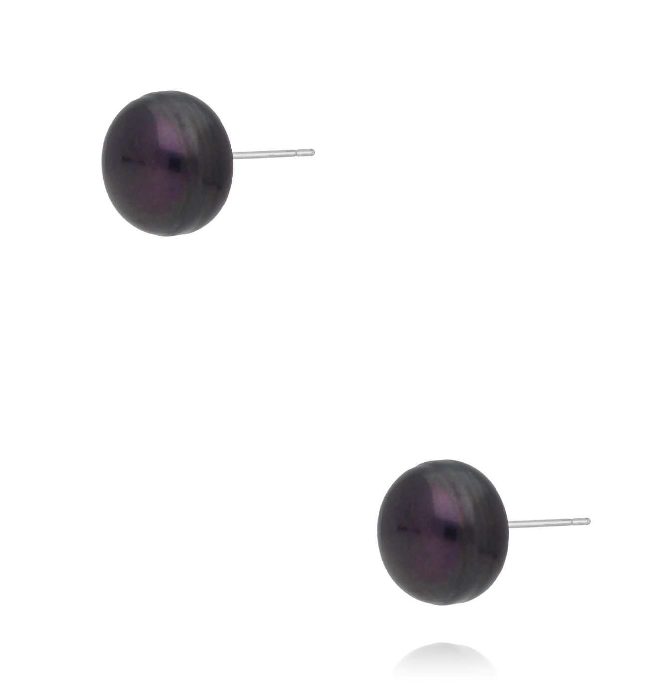 Kolczyki klasyczne z czarną perłą KLU0164