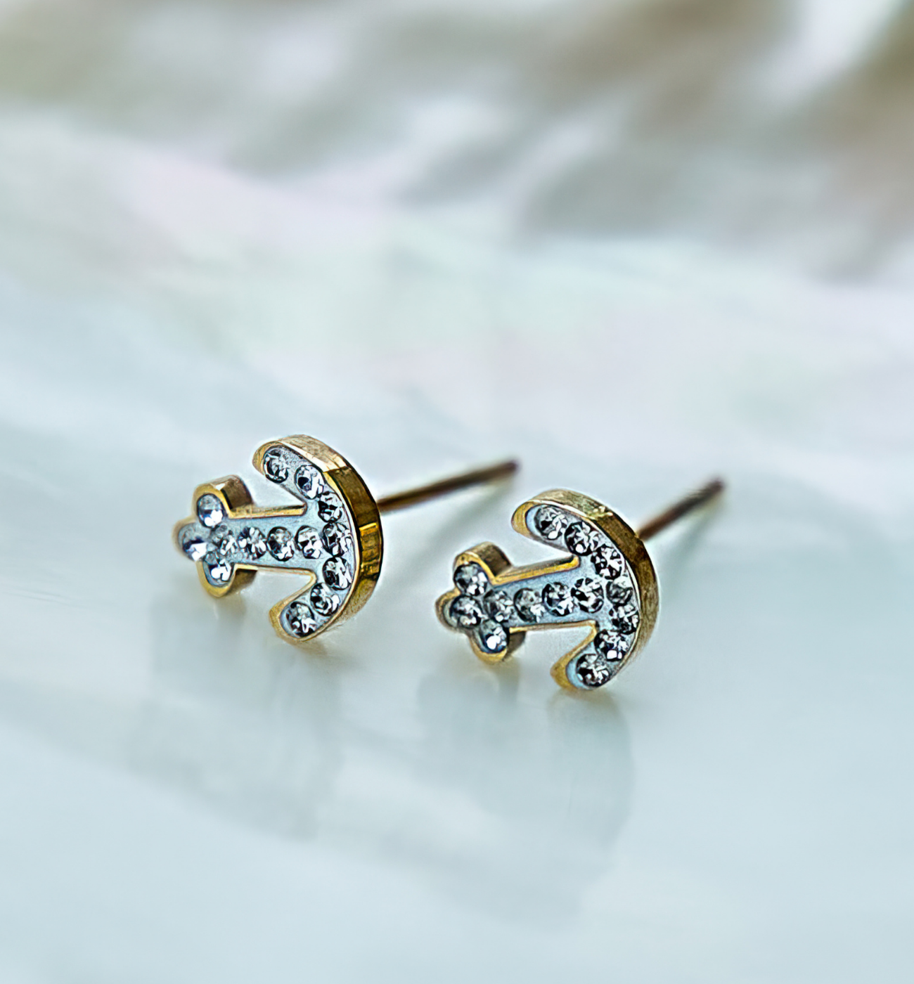 Kolczyki złote z kotwicami Mini - By Dziubeka