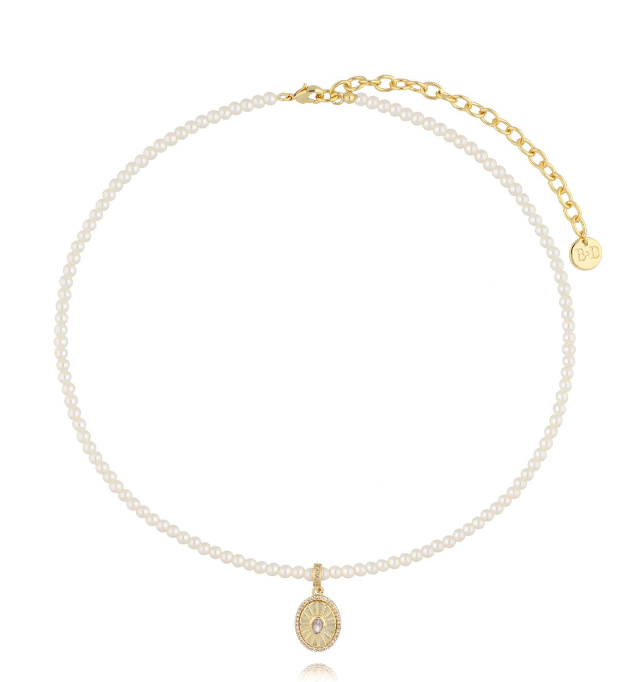 Naszyjnik z perełkami i złotą zawieszką - By Dziubeka