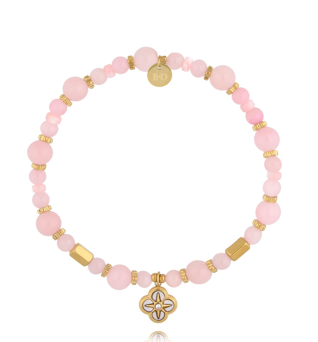 Bransoletka różowa z koniczynką BMMH4047