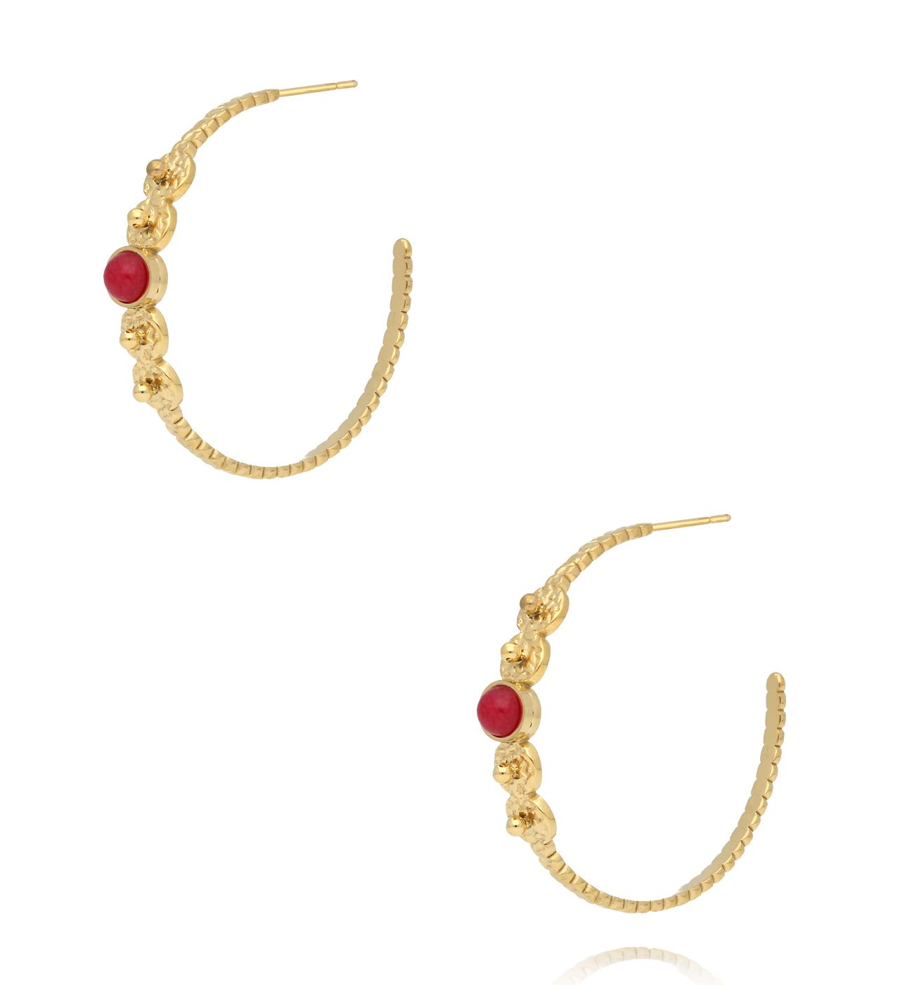 Kolczyki koła ze złoceniem i jadeitem KEA0021 - By Dziubeka