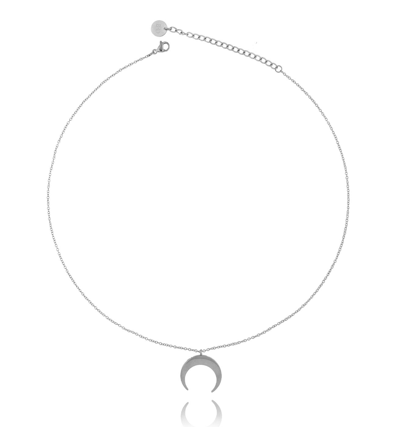 Naszyjnik srebrny z księżycem ze stali szlachetnej - By Dziubeka