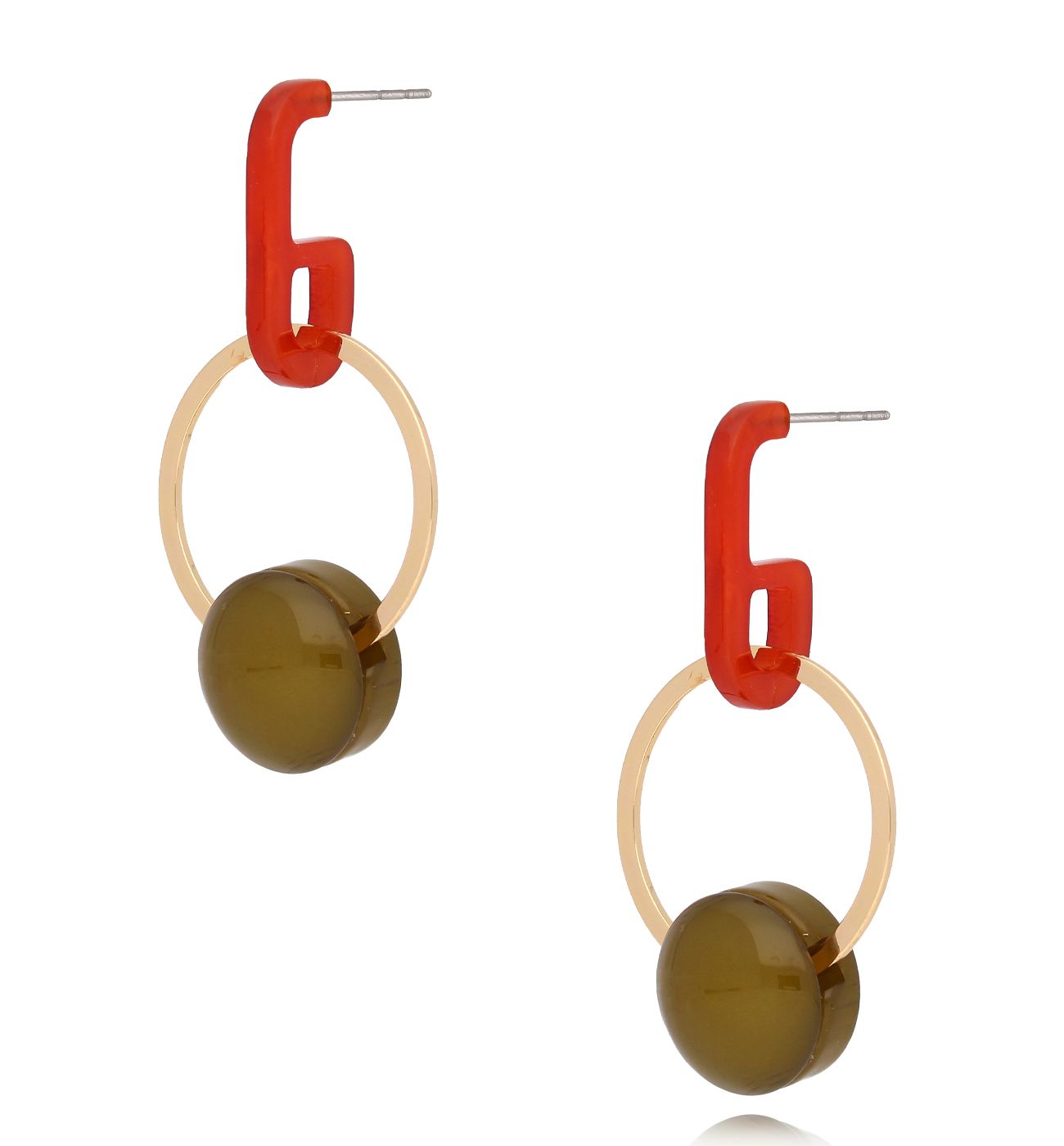 Kolczyki pomarańczowo zielone Dodoma KZA0139 - By Dziubeka