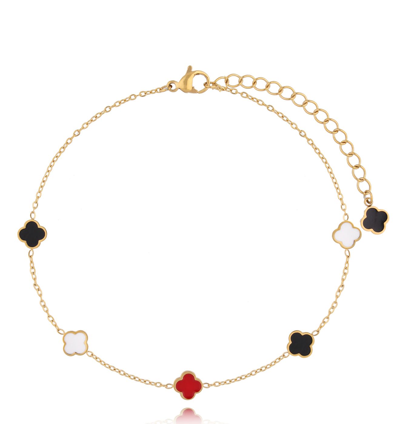 Bransoletka na nogę z koniczynkami BNSY0040 - By Dziubeka