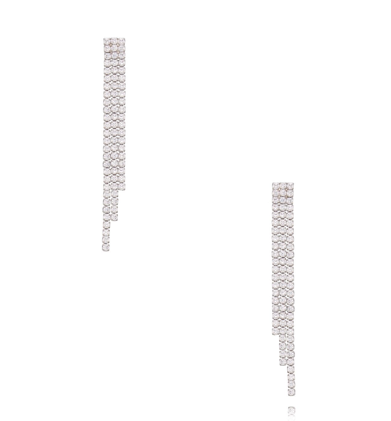 Kolczyki długie z cyrkoniami kaskadowe srebrne - By Dziubeka