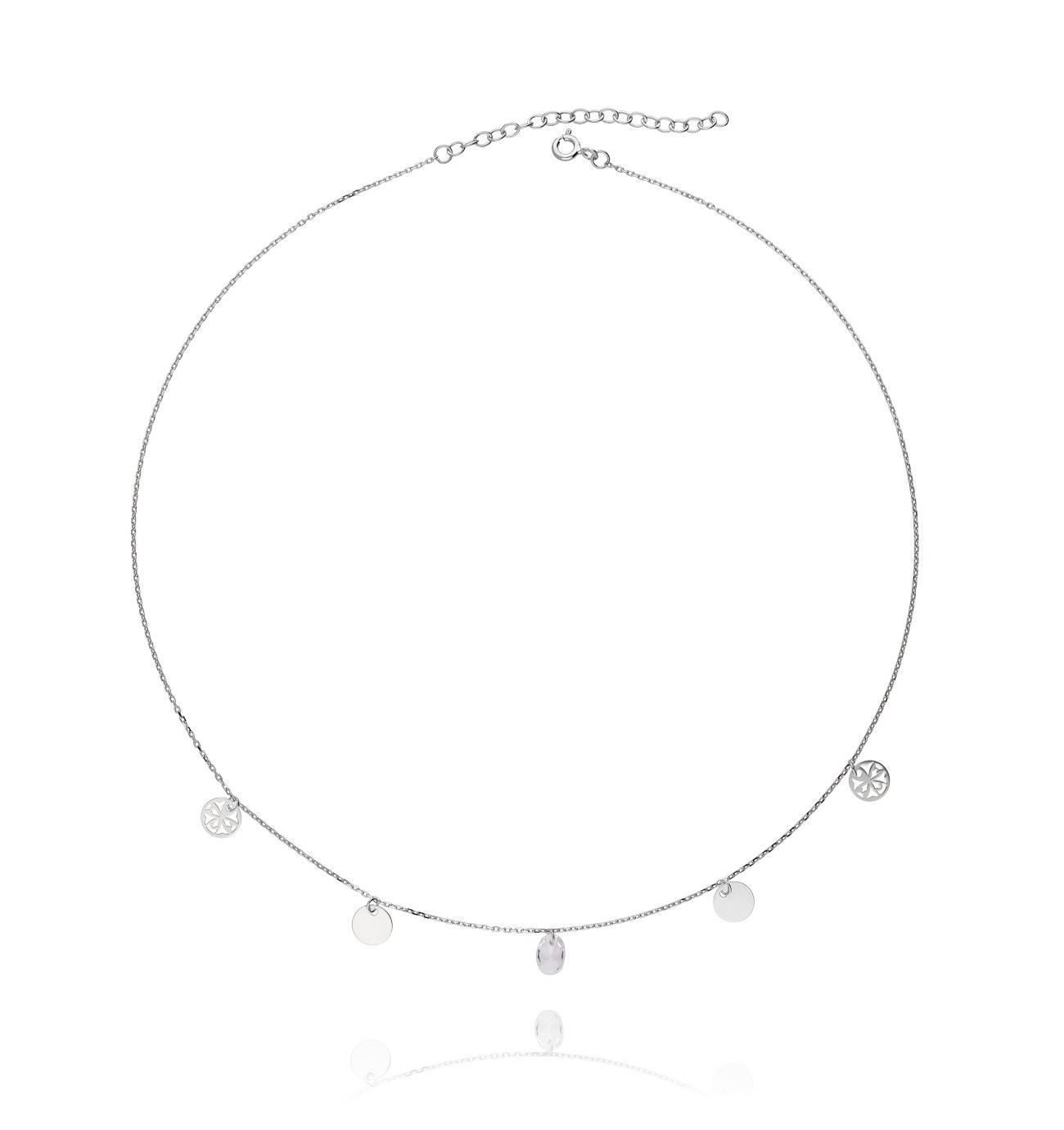 Naszyjnik ze srebra z kryształkiem rozetka NSE0024