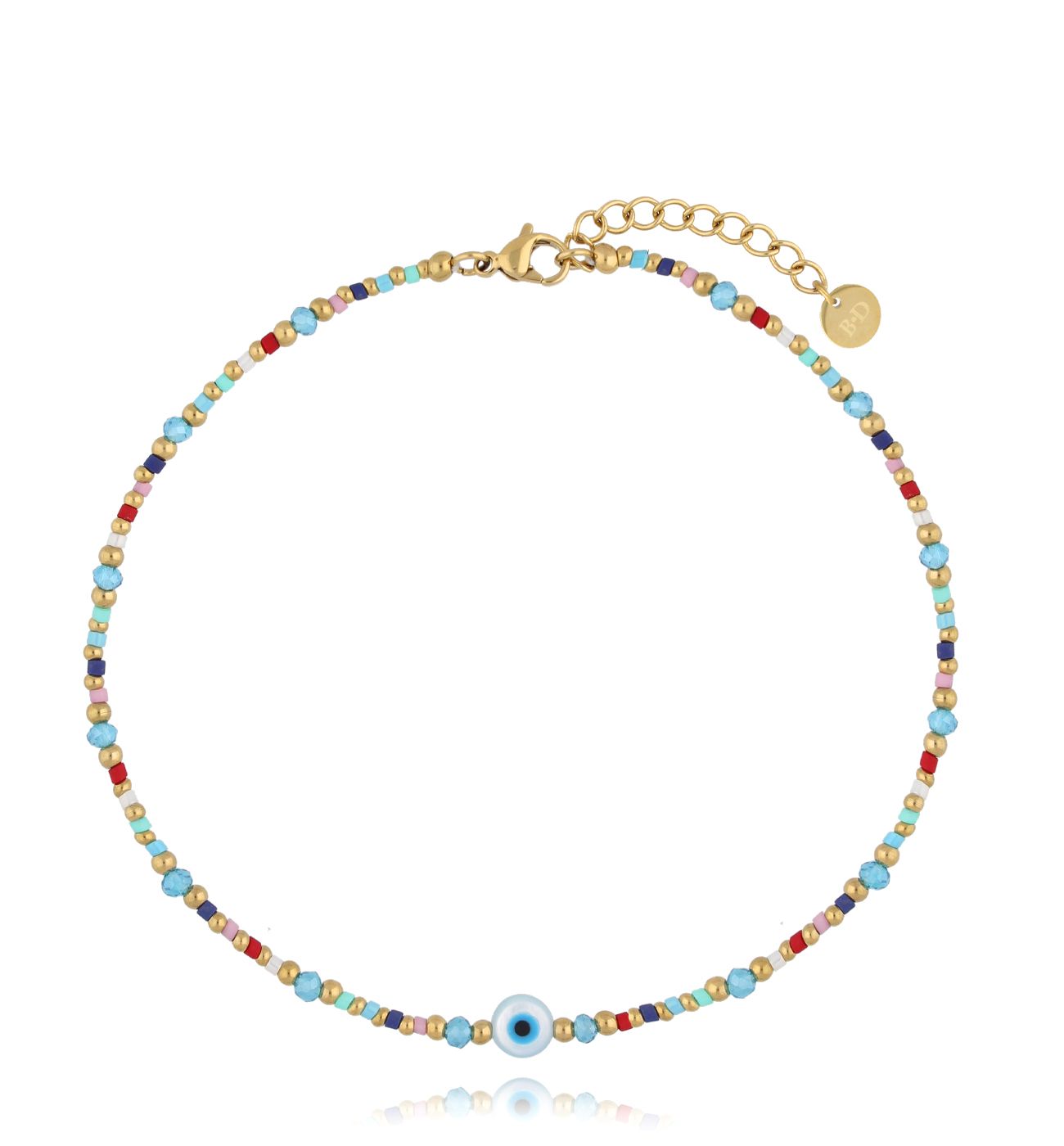 Bransoletka na nogę niebieska z okiem BNSC0103