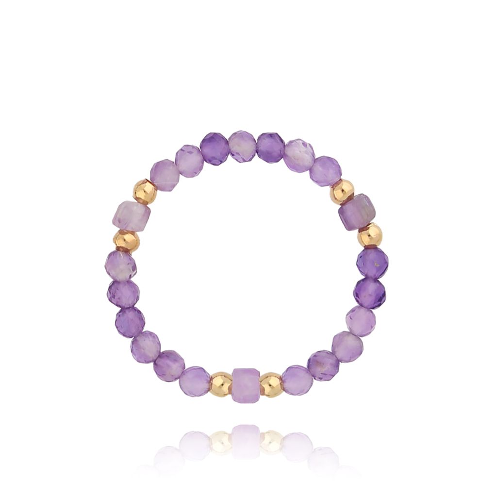 Pierścionek elastyczny z ametystami Montsià PSC0483 - By Dziubeka