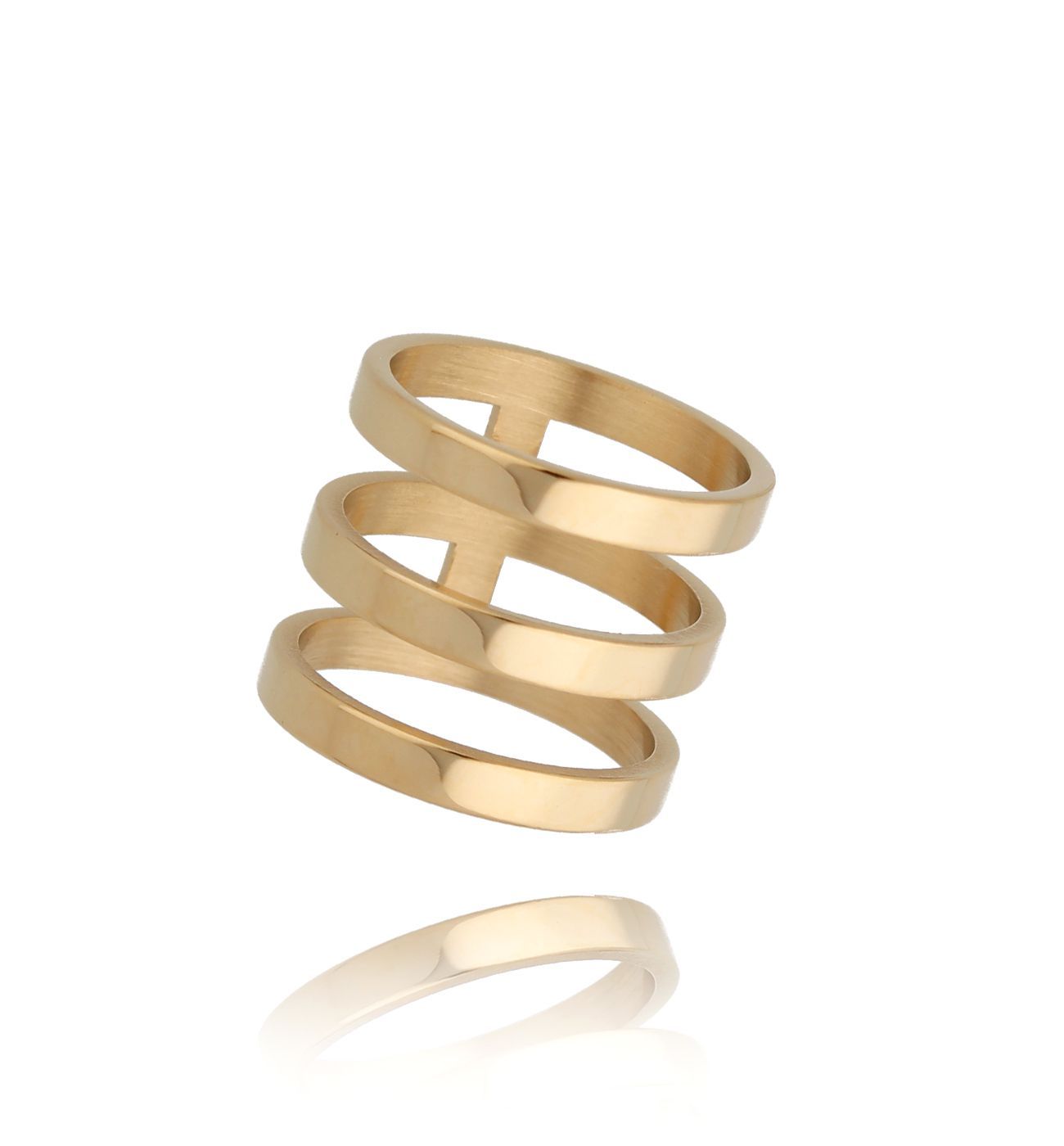 Pierścionek pozłacany potrójny Casilda - By Dziubeka