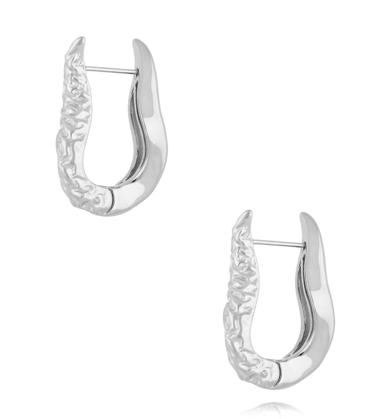 Kolczyki duże teksturowe srebrne Textured - By Dziubeka