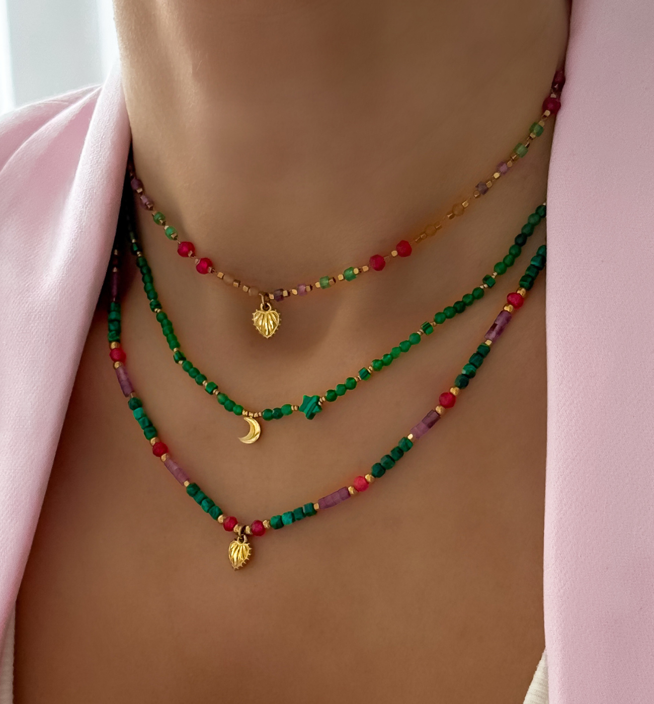 Zestaw kolorowych naszyjników Z0398 - By Dziubeka