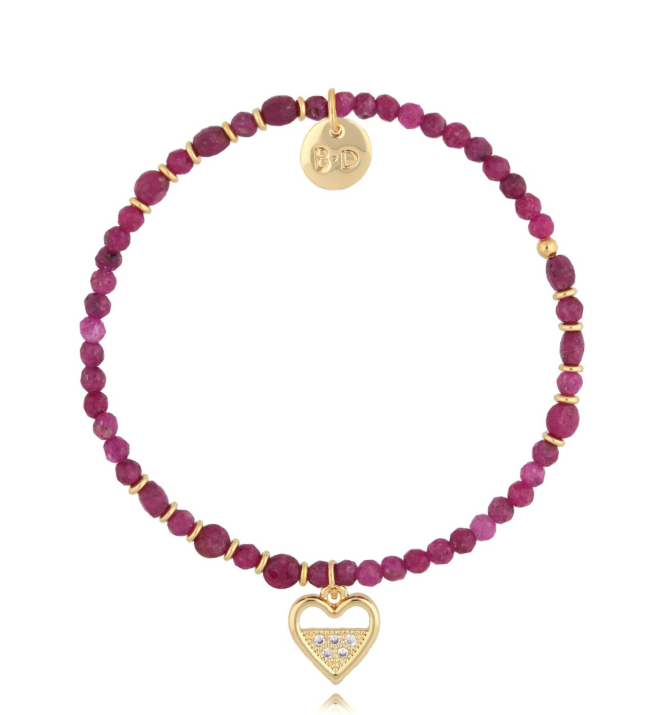 Bransoletka z rubinami i sercem - By Dziubeka