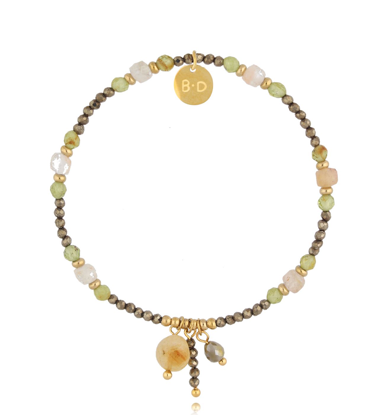 Bransoletka z oliwinami i cytrynami - By Dziubeka