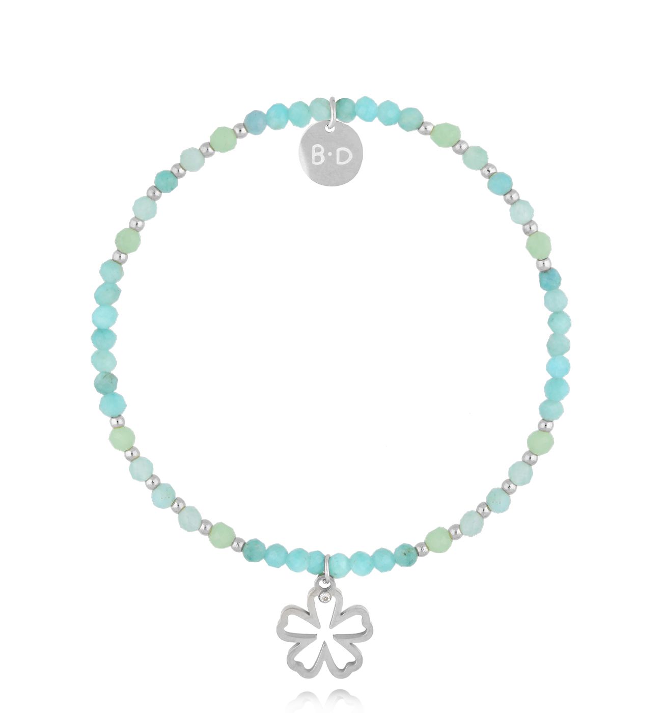 Bransoletka z amazonitami i kwiatuszkiem - By Dziubeka