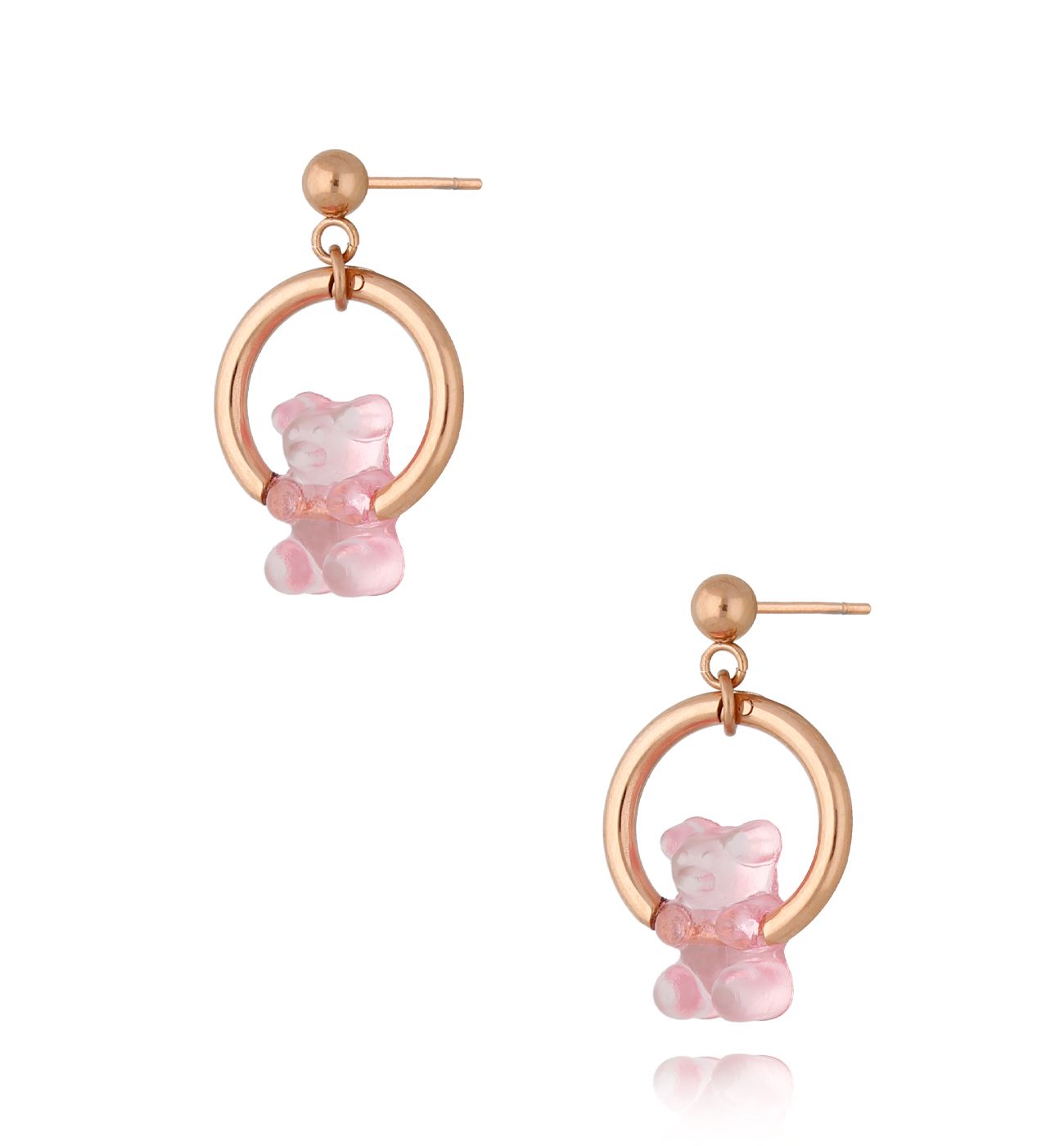 Kolczyki z różowego złota z misiami Pink Bear KSC0059 - By Dziubeka
