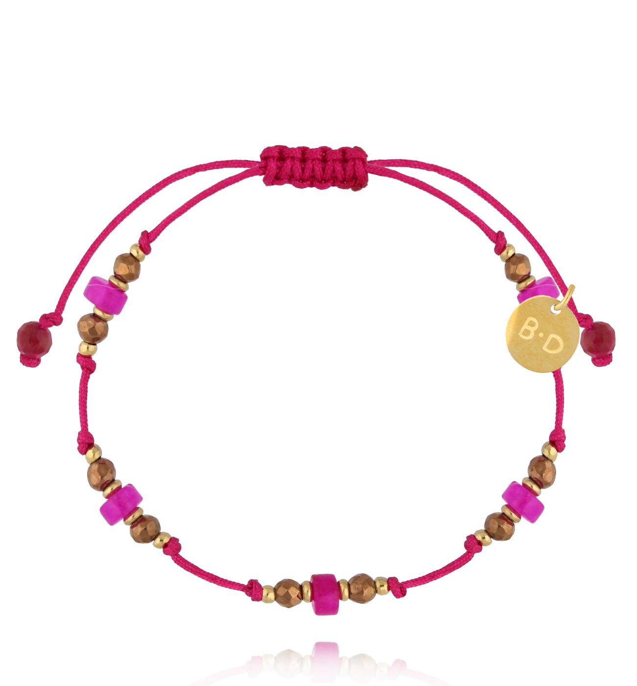 Bransoletka fuksjowa z agatami BMT0292