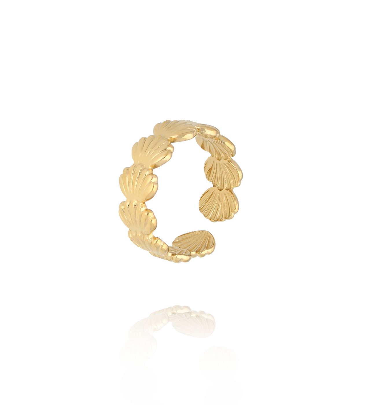 Pierścionek z muszlami złoty PSY0238 - By Dziubeka